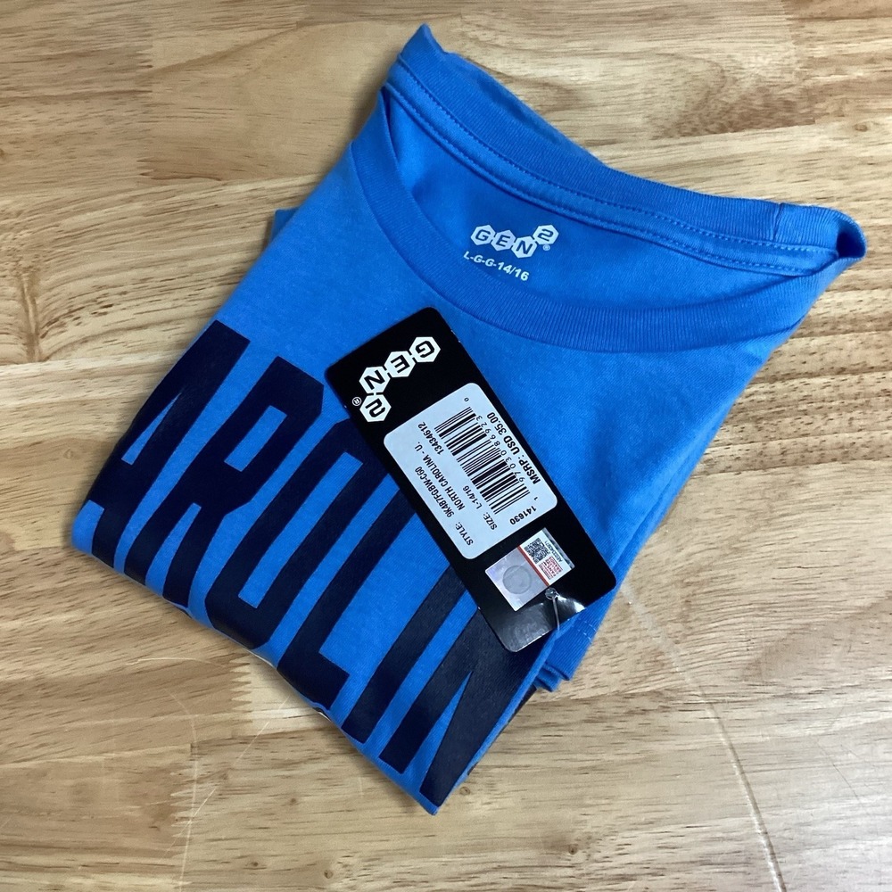 Boys Gen2 Short Sleeve North Carolina‎ Tar Heels T-shirt- NWT- Lg(14/16)